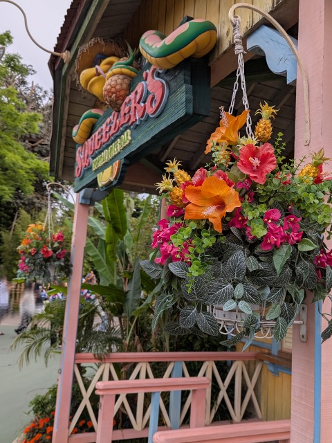 店先の造花（スクウィーザーズ・トロピカル・ジュースバー）