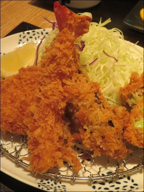 海老フライと茄子フライ(とんかつ 和幸)
