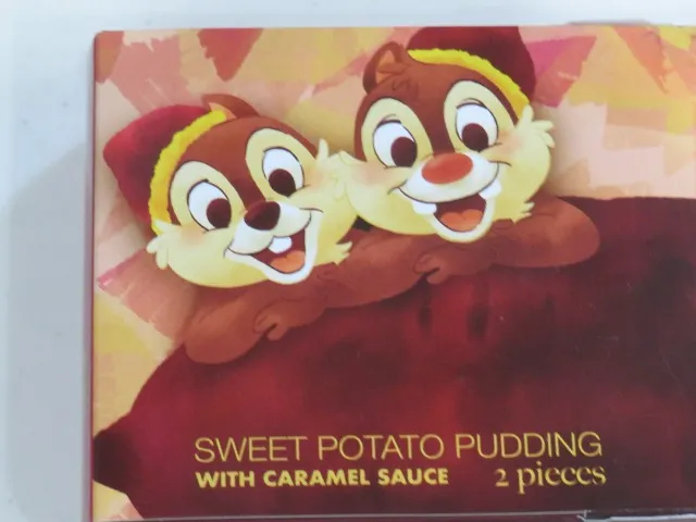 チップ&デール プリン 生スイートポテトプリン SWEET POTATO FLAVOR 外箱アップ(ディズニーストア)