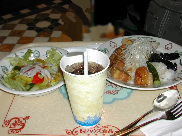 角煮のライスとサラダ（カスバ・フードコート）